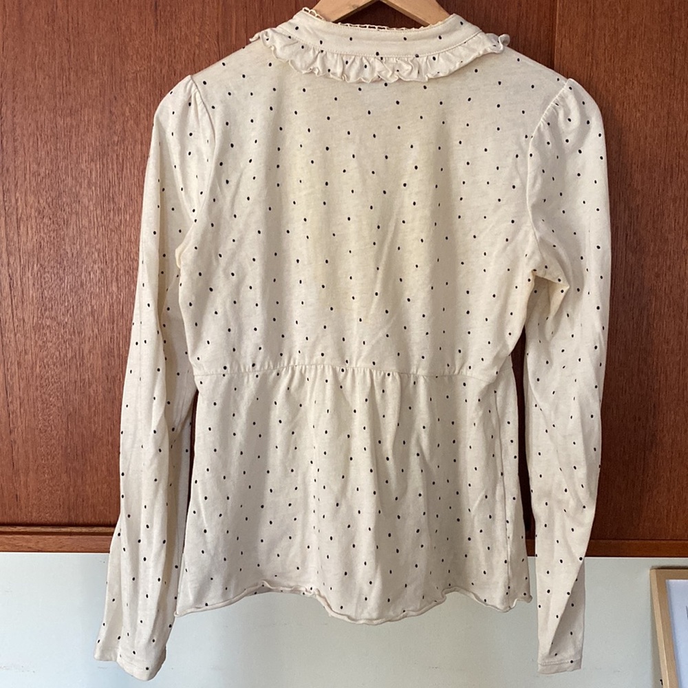 Anthropologie Ric Rac ruffle polka dot long sleeve short - Picture 2 of 11